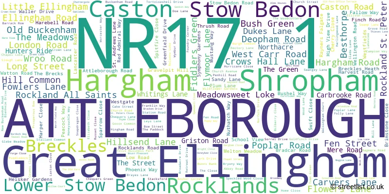 A word cloud for the NR17 1 postcode